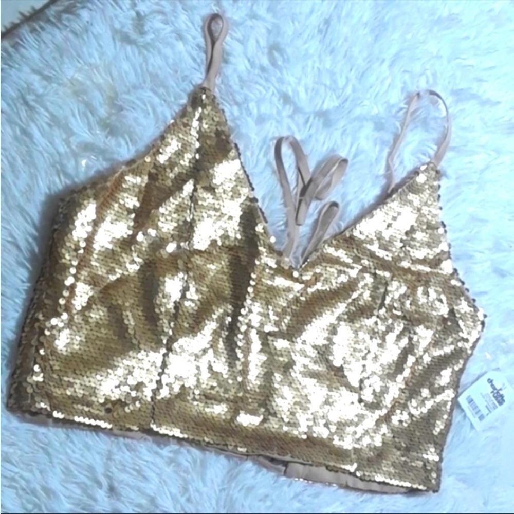 Charlotte Russe Mini Sequin Strappy Back Tank Top